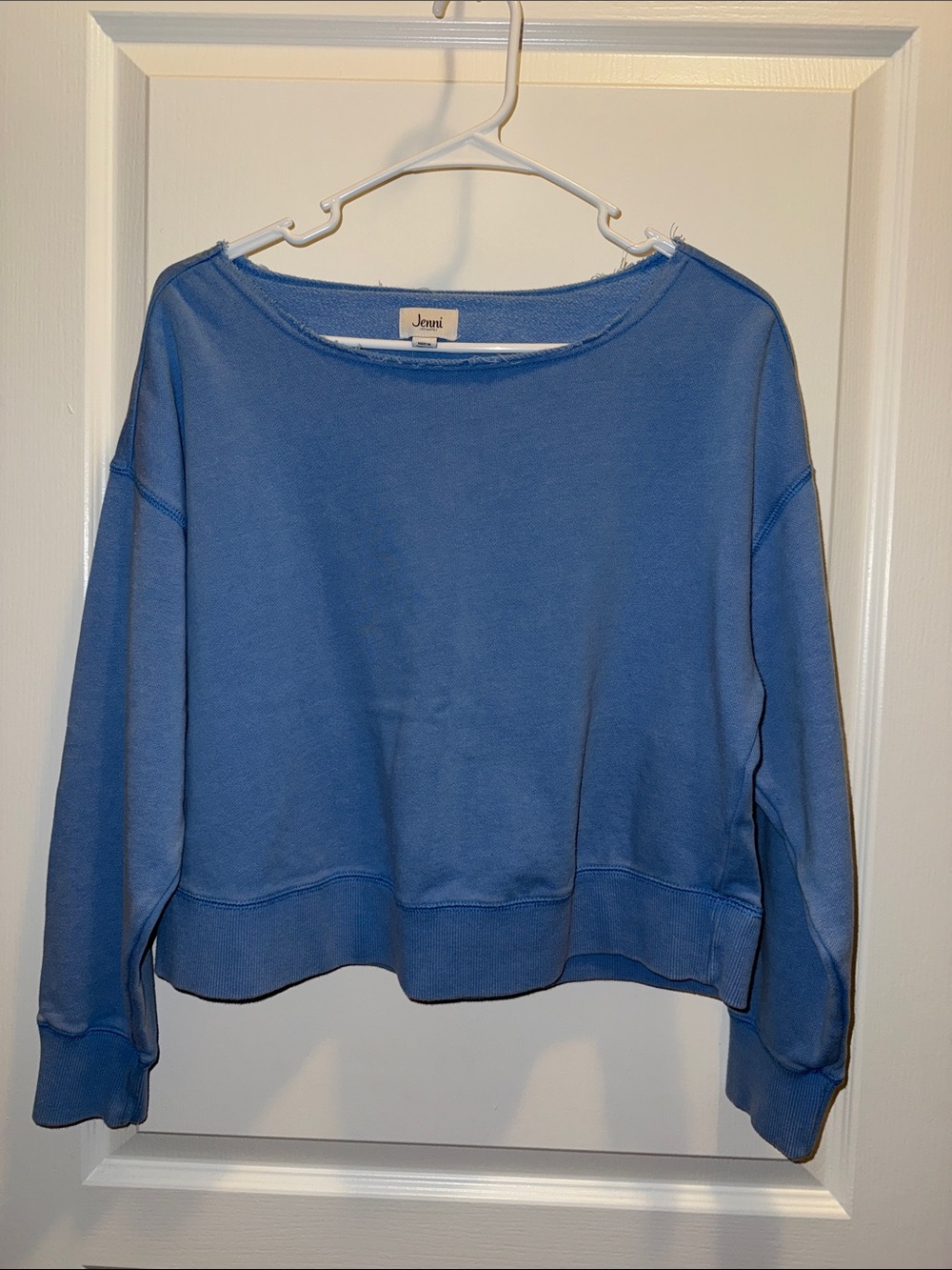 Jenni Light Blue Boxy Cropped Sweatshirt